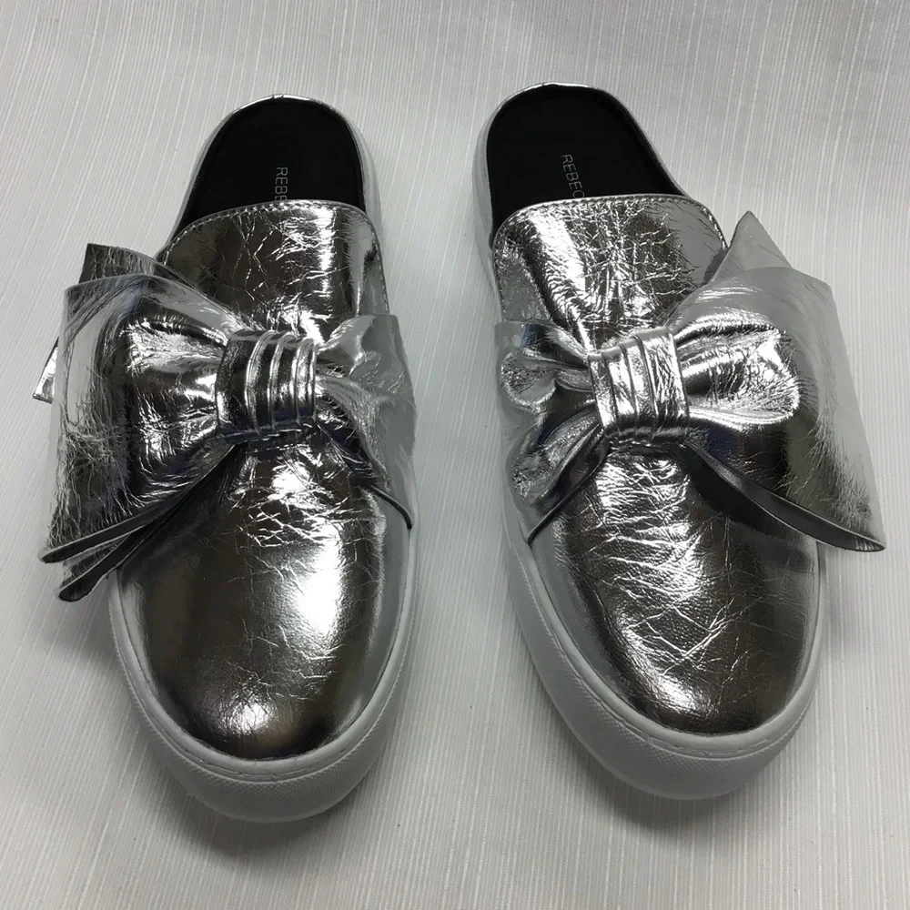 REBECCA MINKOFF New Silver Slide On Shoes - Picture 1 of 7